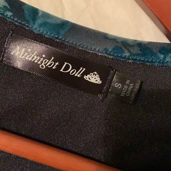 Midnight Doll Velvet Dress in Green Multi - Picture 8 of 14